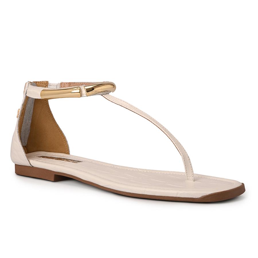Flat White Bianco Leather Sandals