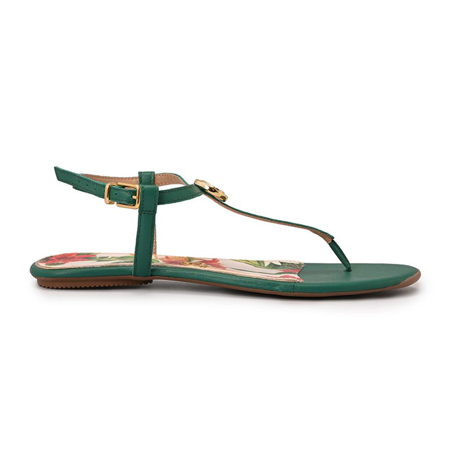 Flat Sandal Eucalyptus Green Straps Floral Print