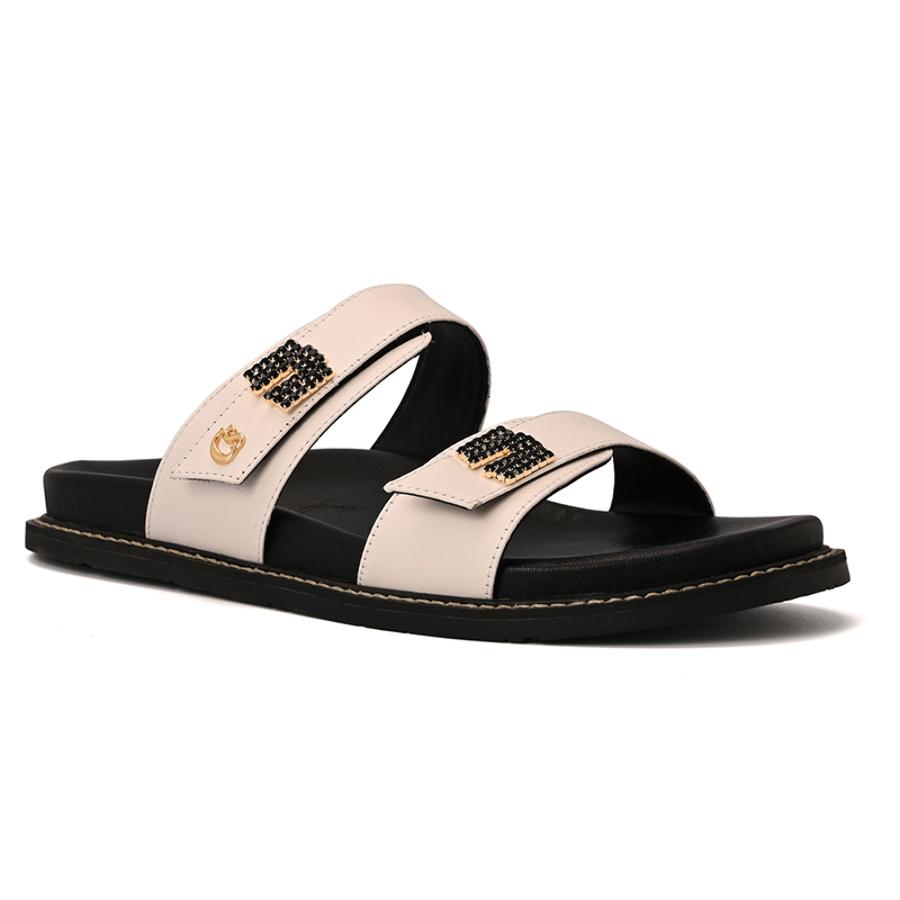 White Bianco Sandals with Crystal Straps