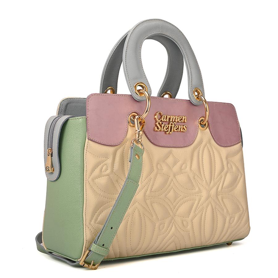 Yellow Pearl Leather Bag with Quilting