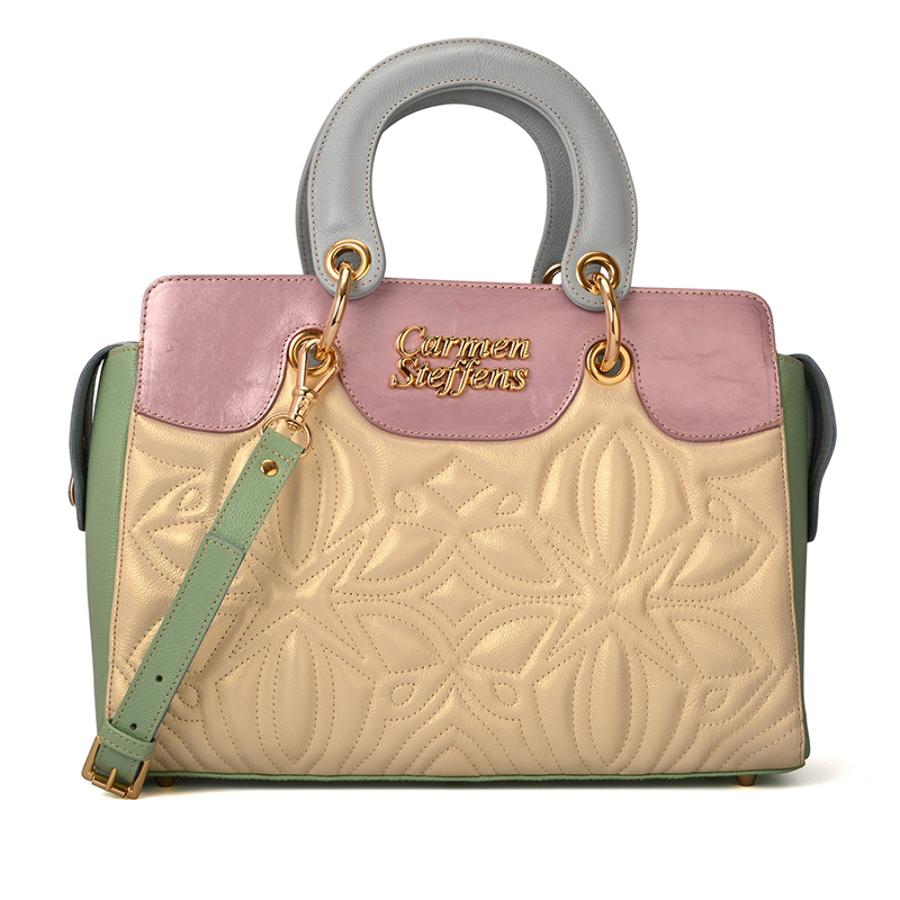 Yellow Pearl Leather Bag with Quilting