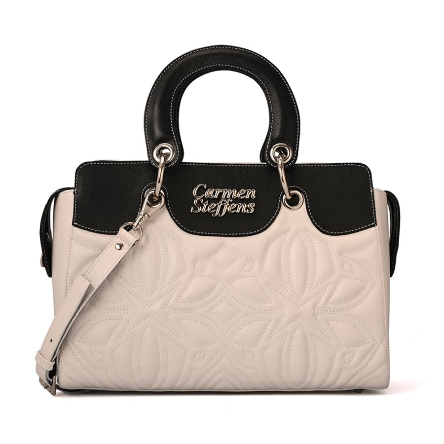 White Leather Bag Bianco with Quilting