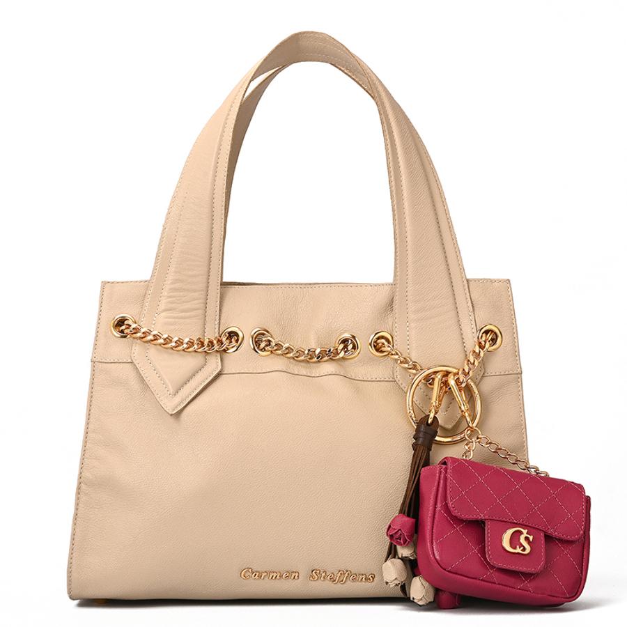 Off-white Shoulder Bag with Charm Bag