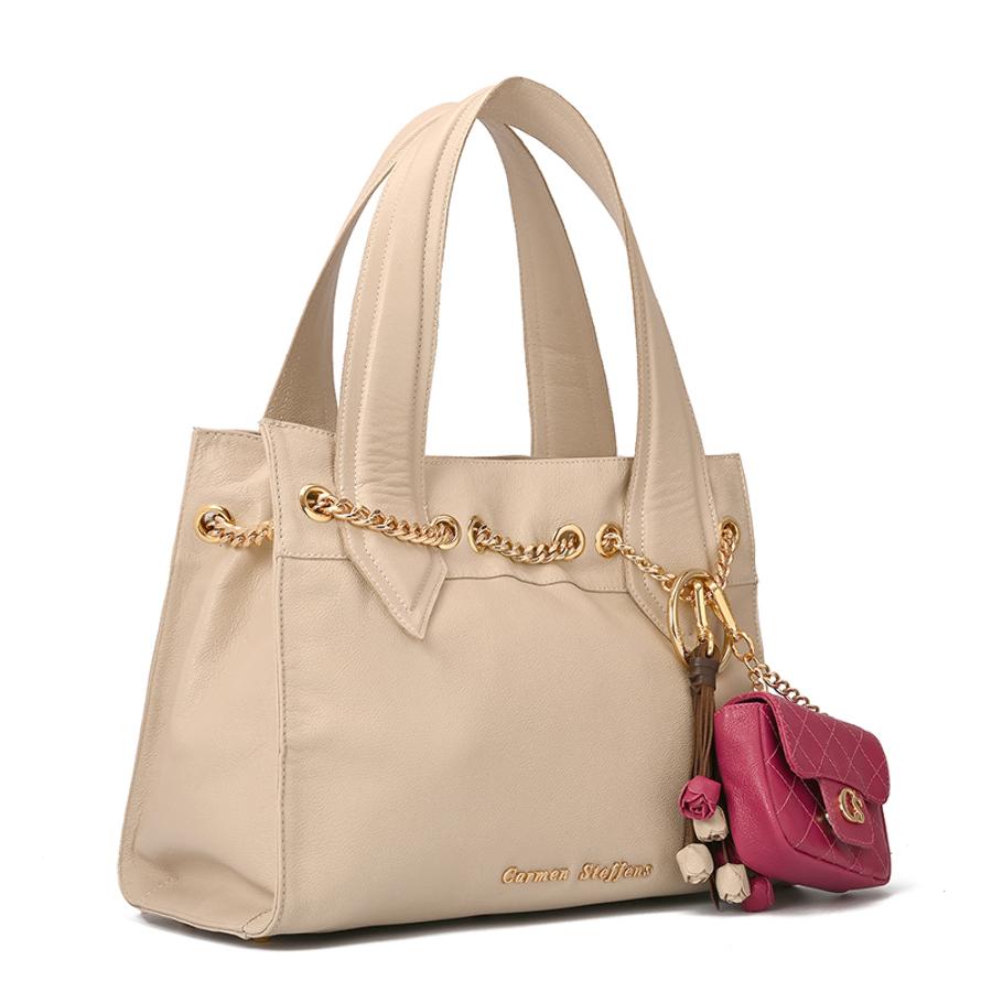 Off-white Shoulder Bag with Charm Bag