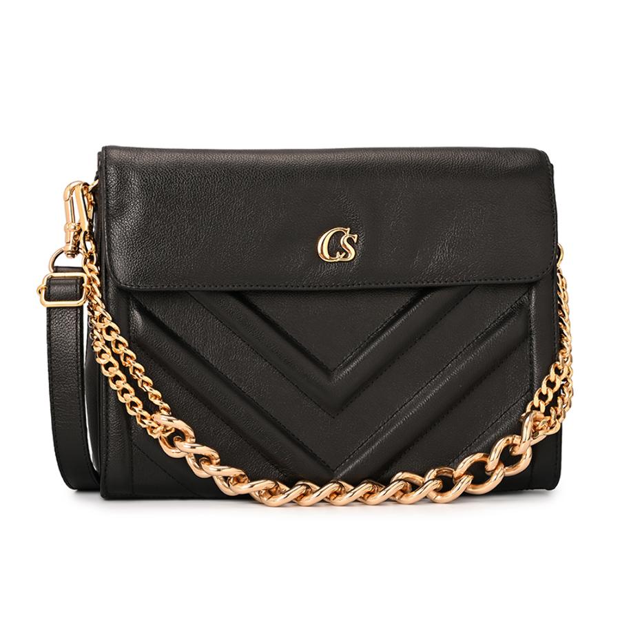 Black Quilted Bag with Chain Strap