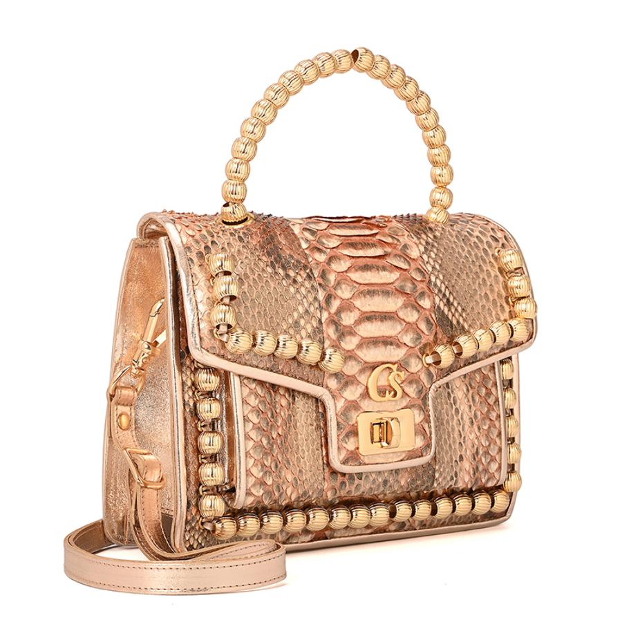 Crossbody Handbag Golden Glacé Python