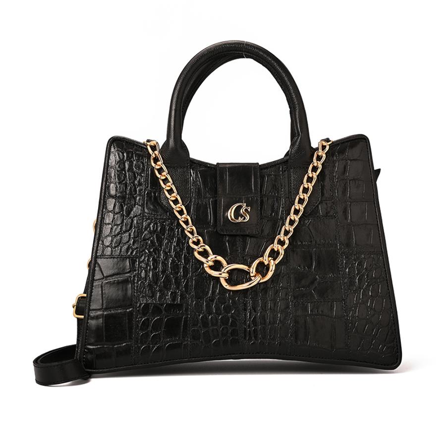 Black Structured Bag with Chain