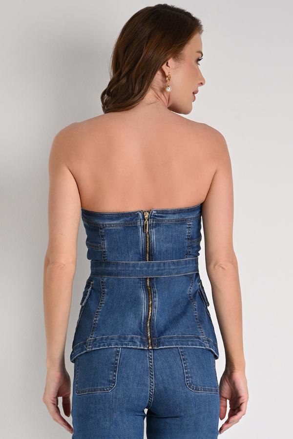 DENIM STRAPLESS TOP