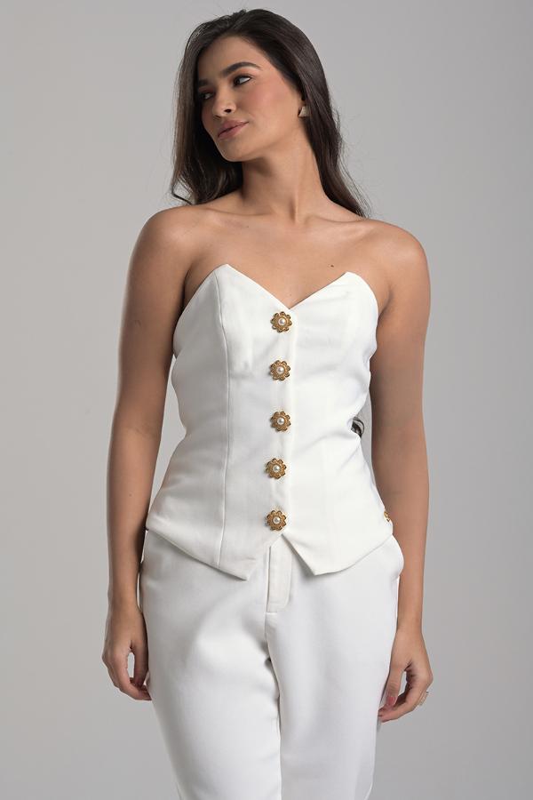 CORSET WITH POINTED NECKLINE