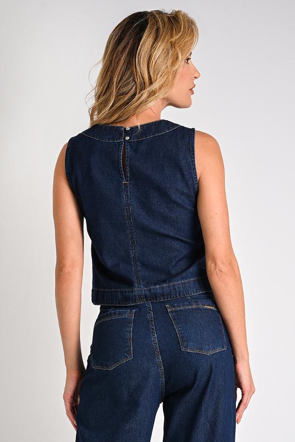 DENIM FLARED BLOUSE