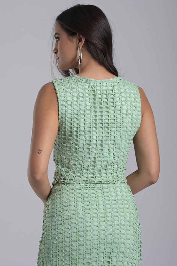 MESH BLOUSE WITH EMBROIDERY ON THE HEM