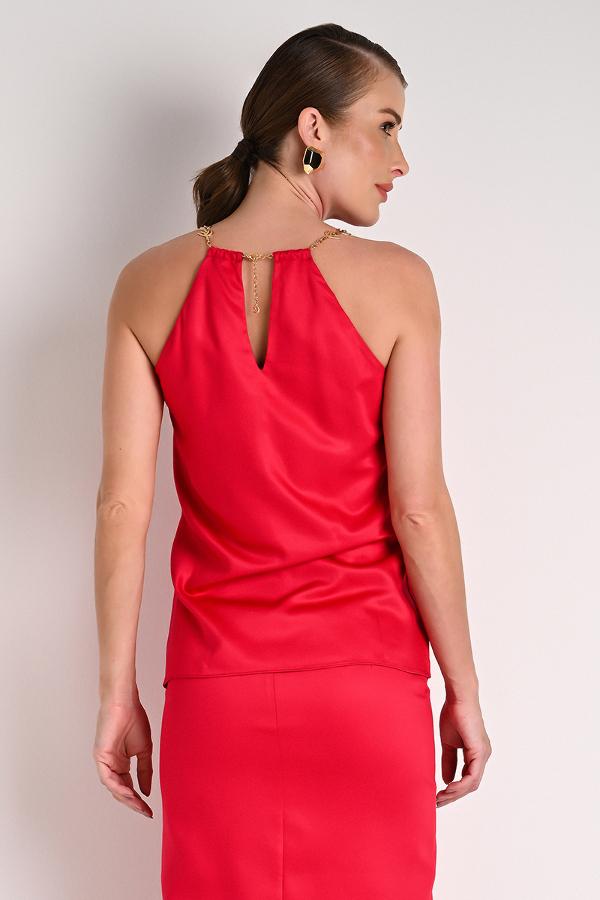 HALTER NECK TANK TOP WITH METAL STRAP