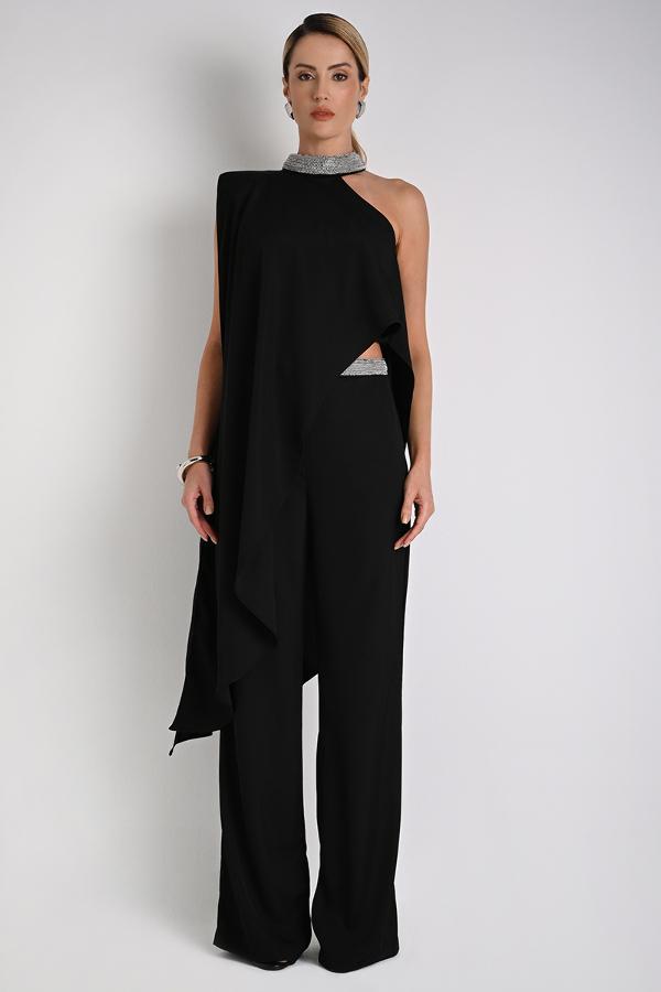 ASYMMETRIC BLOUSE WITH OVERLAY