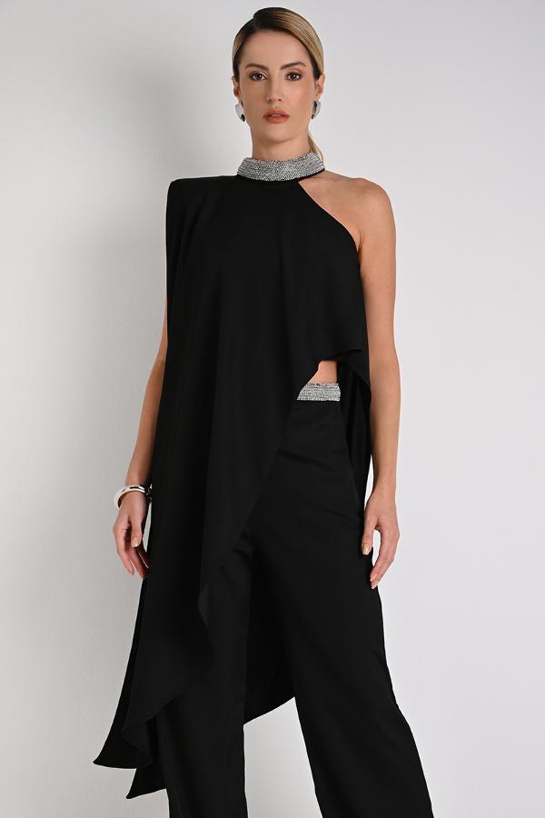 ASYMMETRIC BLOUSE WITH OVERLAY