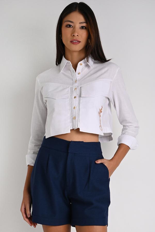 CROPPED SHIRT WITH MAXI POCKETS