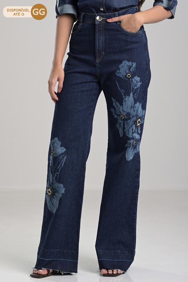 WIDE FLOWER JEANS PANTS