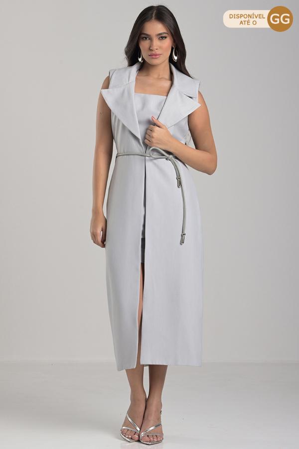 Maxi Vest with Natural Leather Belt