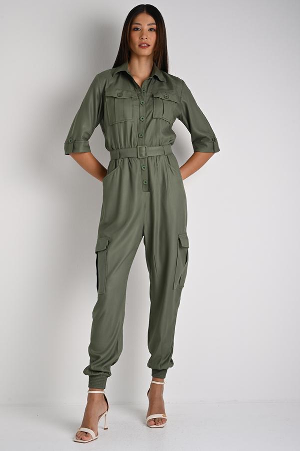 JUMPSUIT JOGGER DETAIL LAPELS
