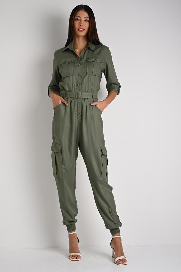 JUMPSUIT JOGGER DETAIL LAPELS