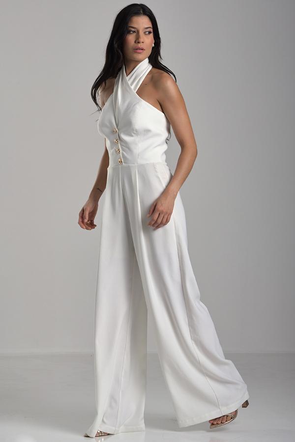 CROSSOVER NECKLINE JUMPSUIT