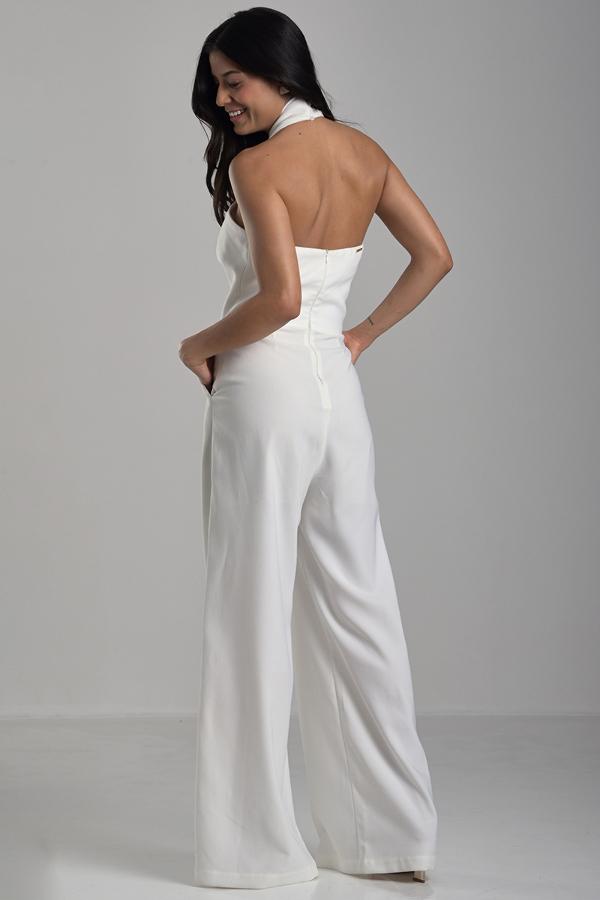 CROSSOVER NECKLINE JUMPSUIT