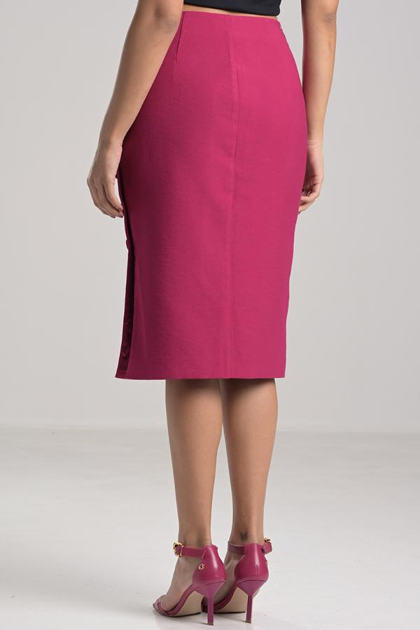 MIDI SKIRT WITH OPENING AND BUTTONS