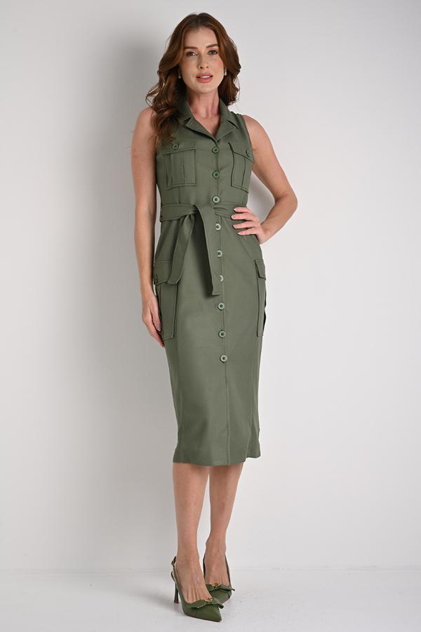 CHEMISE DRESS WITH CARGO POCKETS