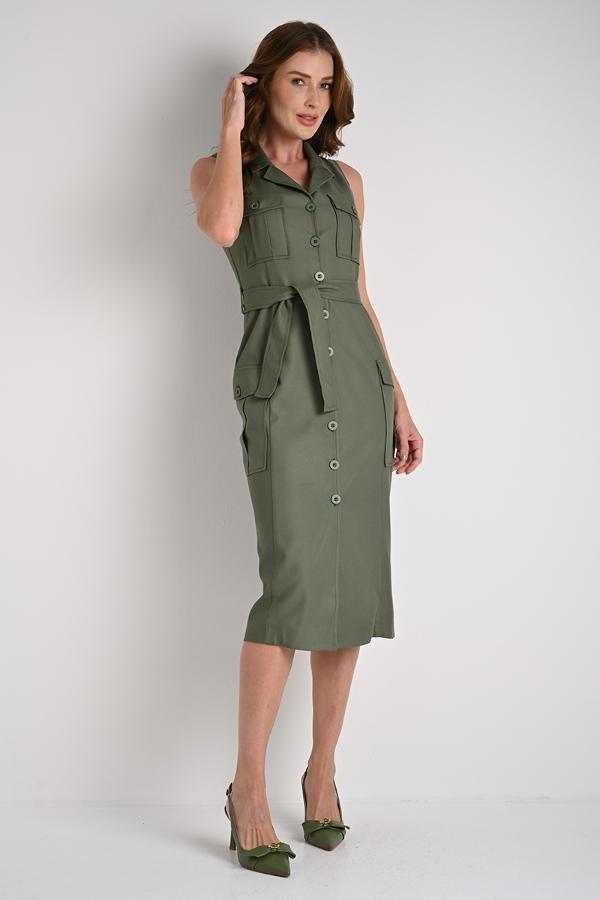 CHEMISE DRESS WITH CARGO POCKETS