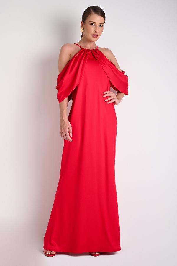 LONG DRESS WITH FLOWER APPLIQUE