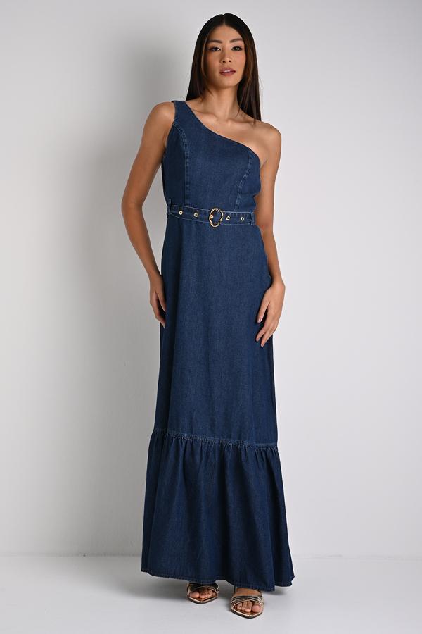 DENIM FLOWERS DRESS