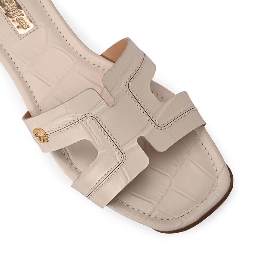 White Bianco Flat Sandals with H Straps
