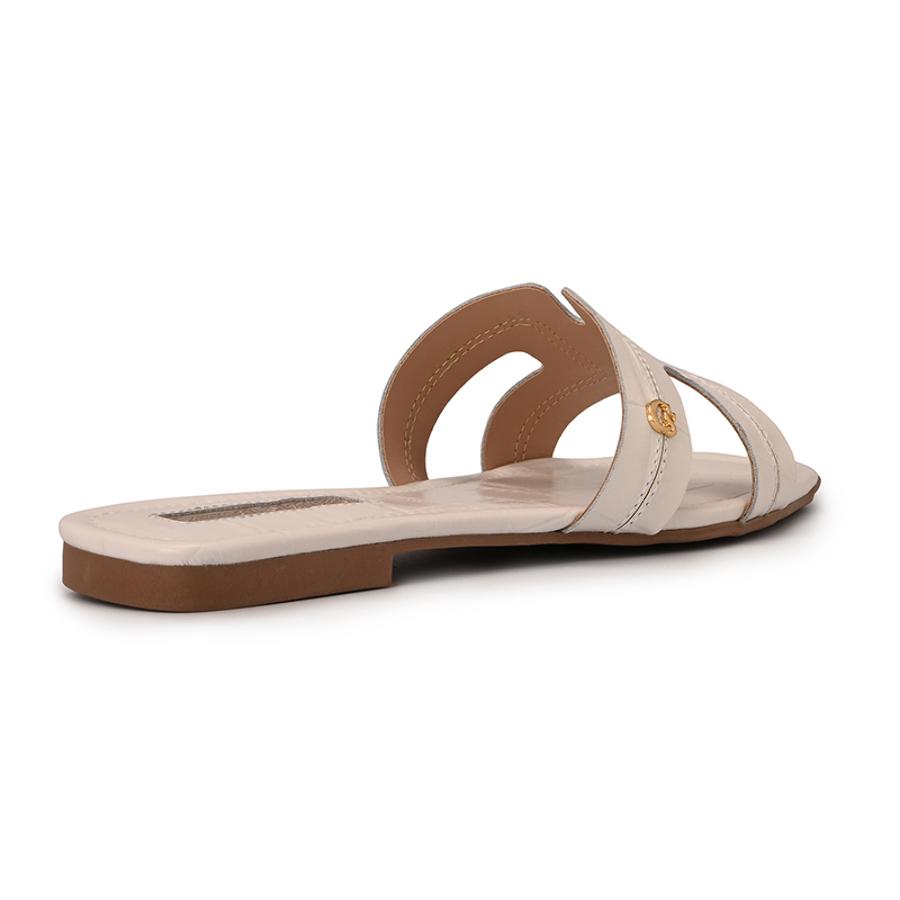 White Bianco Flat Sandals with H Straps
