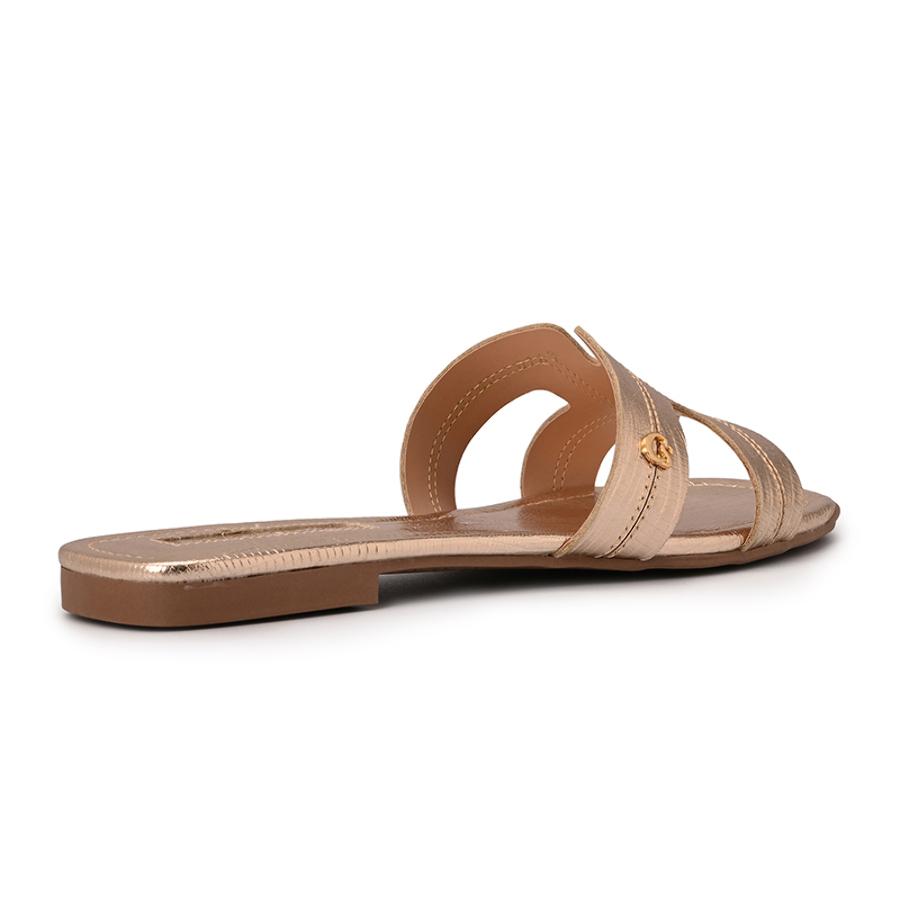 Gold Flat Sandal with H Straps