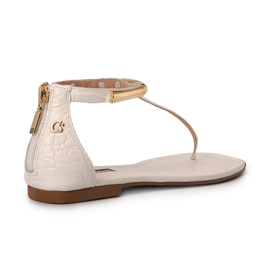 Flat White Bianco Leather Sandals