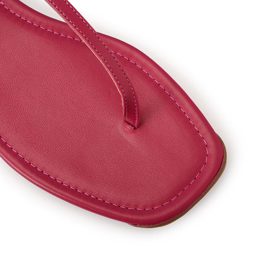 Fuchsia Pink Flat Sandal Leather with Metal Details