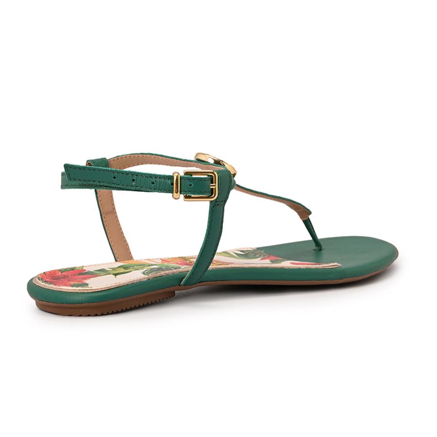 Flat Sandal Eucalyptus Green Straps Floral Print