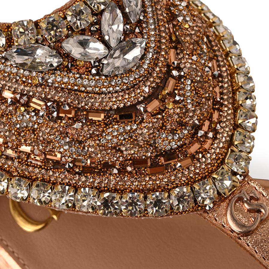 Flat Sandal Rose Gold with Handcrafted Beaded Embroidery