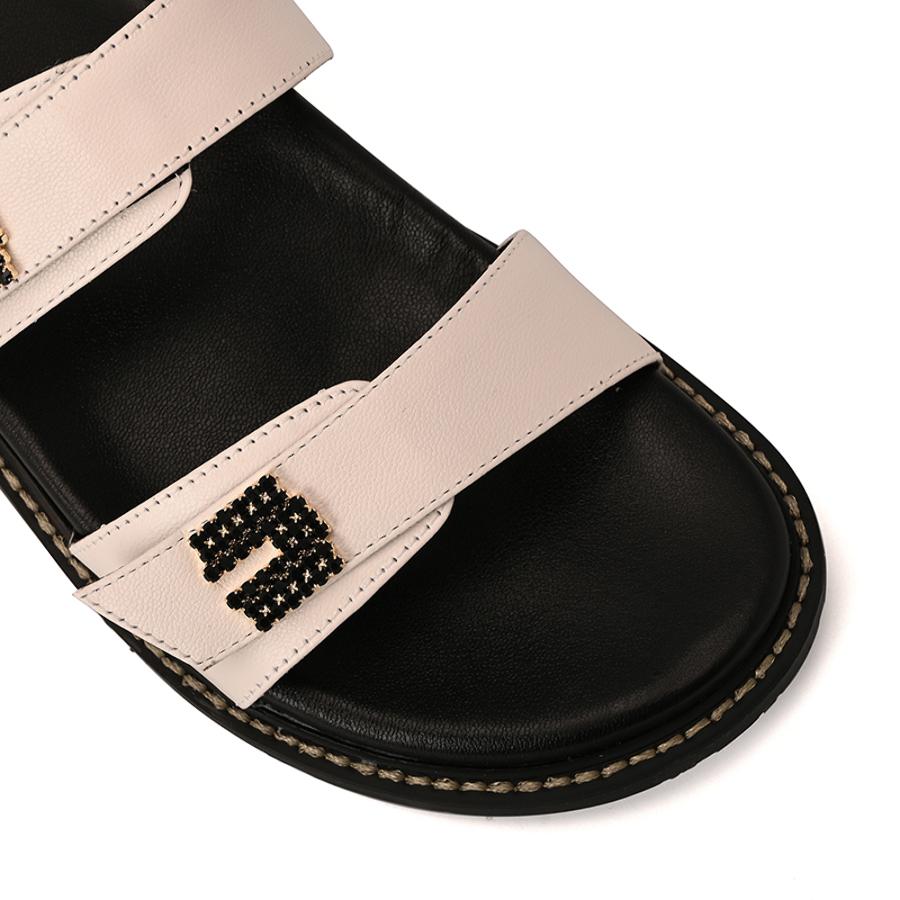 White Bianco Sandals with Crystal Straps