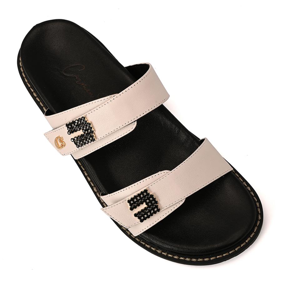 White Bianco Sandals with Crystal Straps