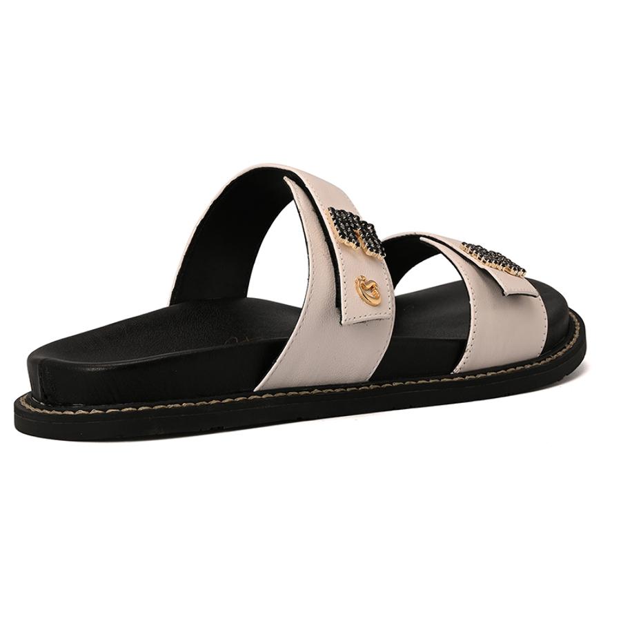 White Bianco Sandals with Crystal Straps