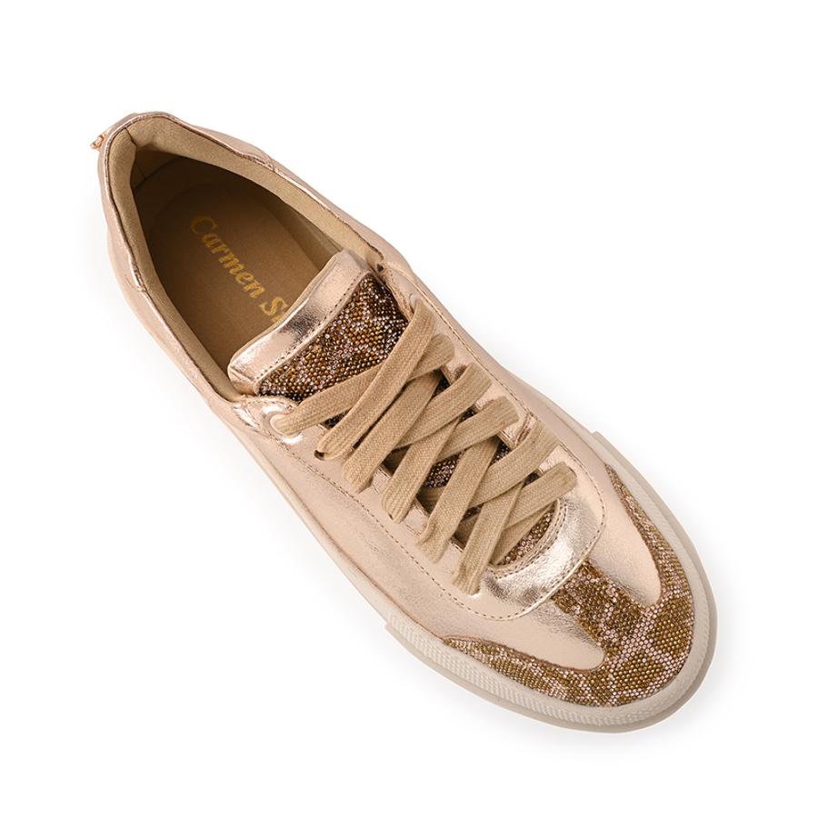 Golden Sneakers with Giraffe Print