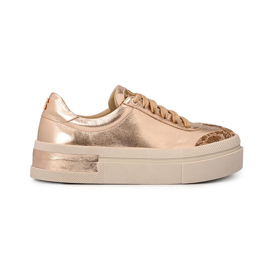 Golden Sneakers with Giraffe Print