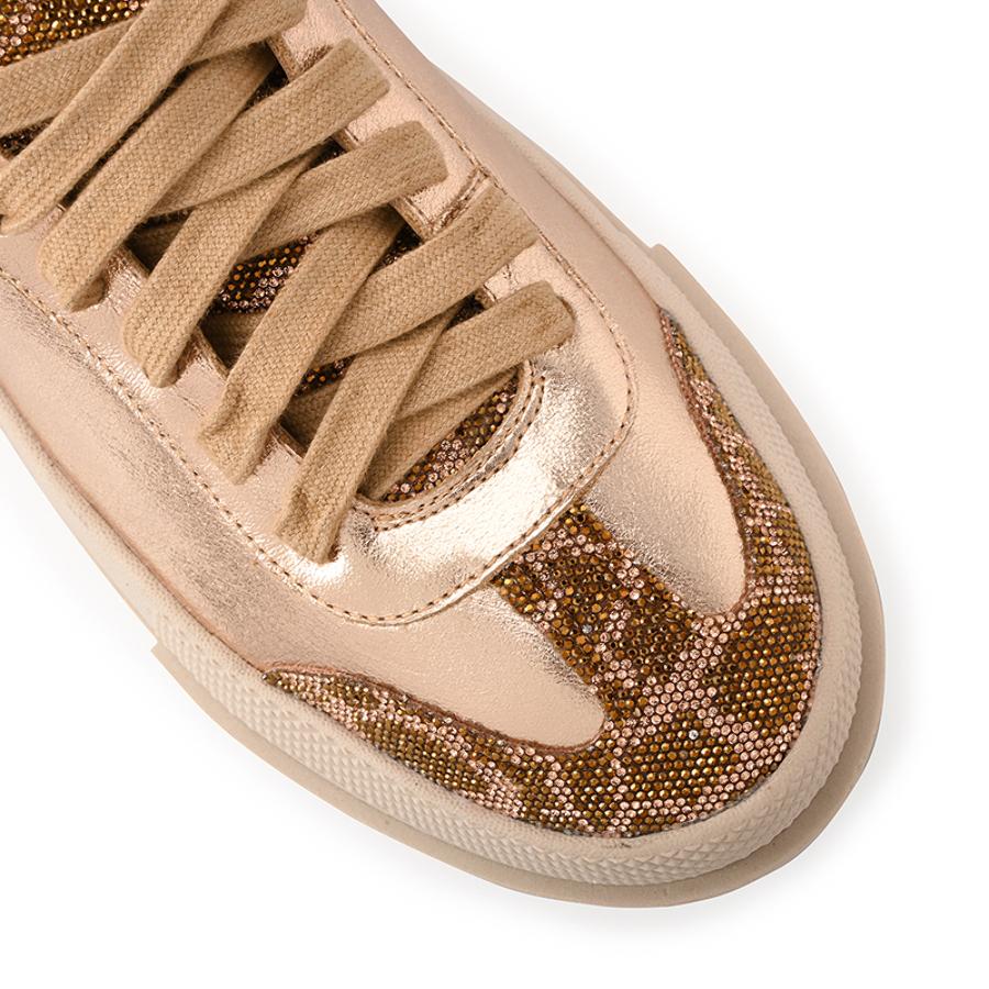 Golden Sneakers with Giraffe Print