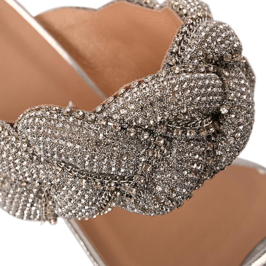 Silver Crystal Embellished Mule