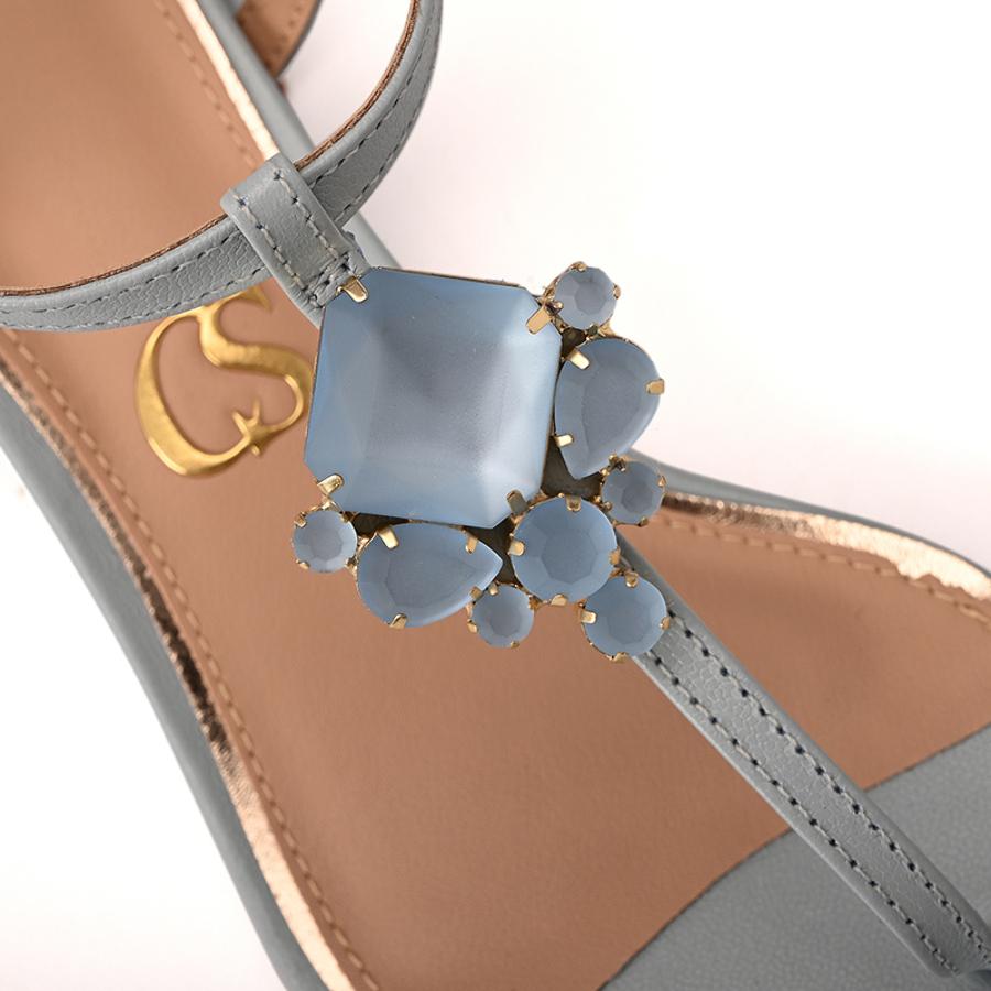 Sky Blue Sandal with Gemstones and Crystals