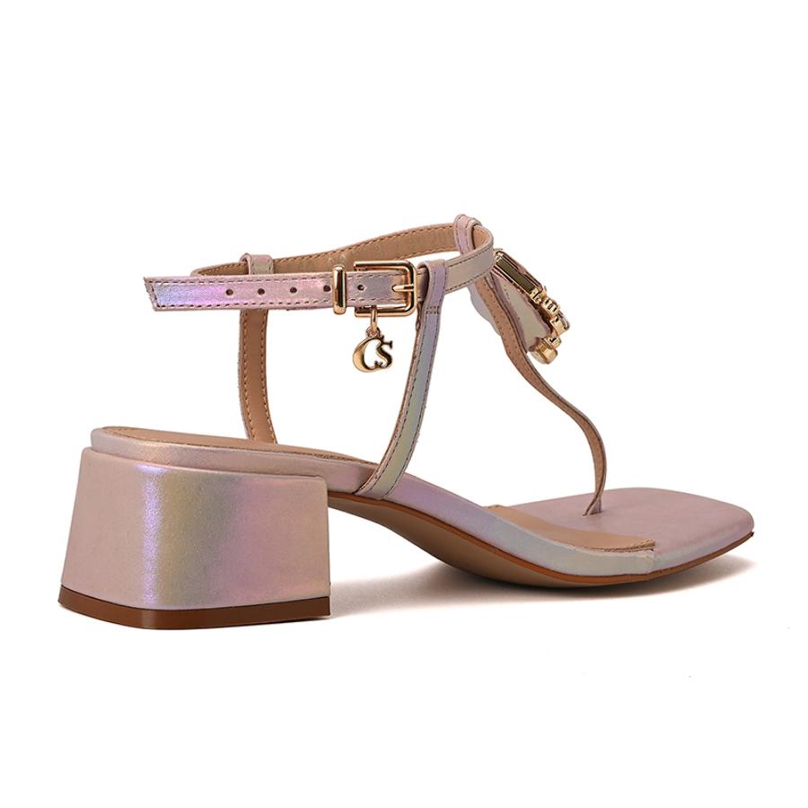 Thin Strap Block Heel Holographic Sandal