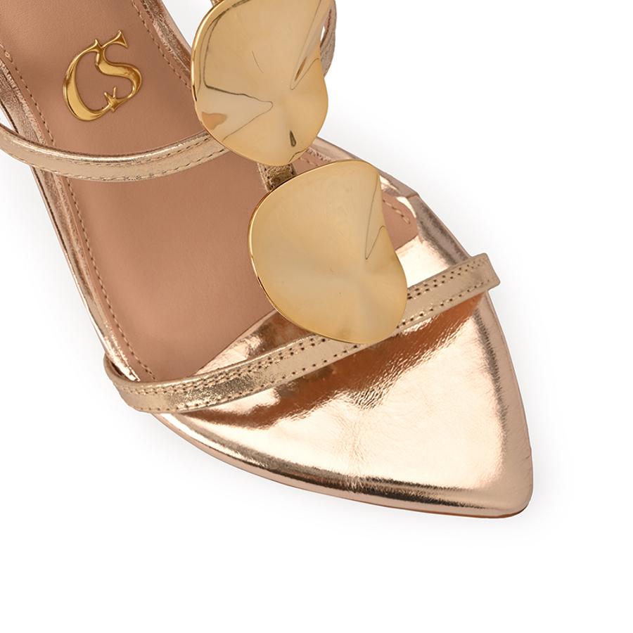 Golden High Heel Sandal with Golden Ornaments