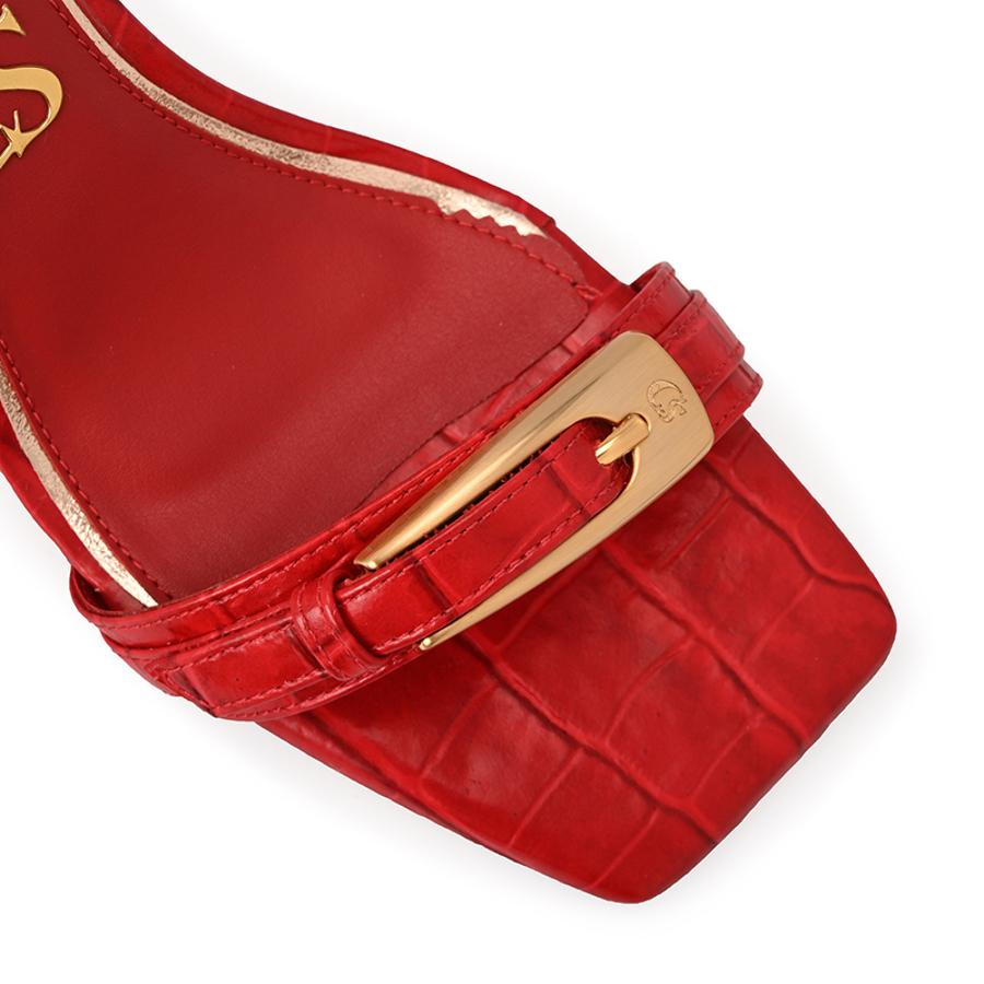 Red Ruby Sandal with Golden Buckle