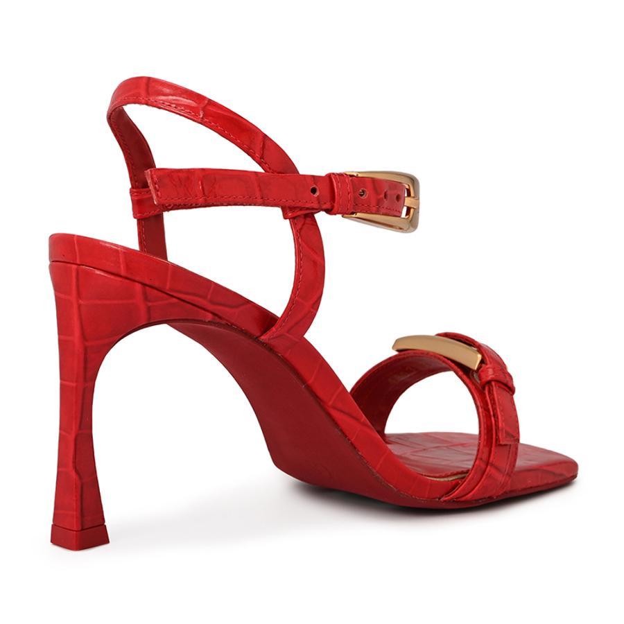 Red Ruby Sandal with Golden Buckle