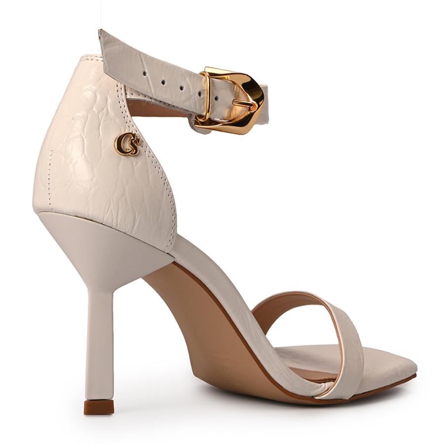 White Sandal with Geometric Heel